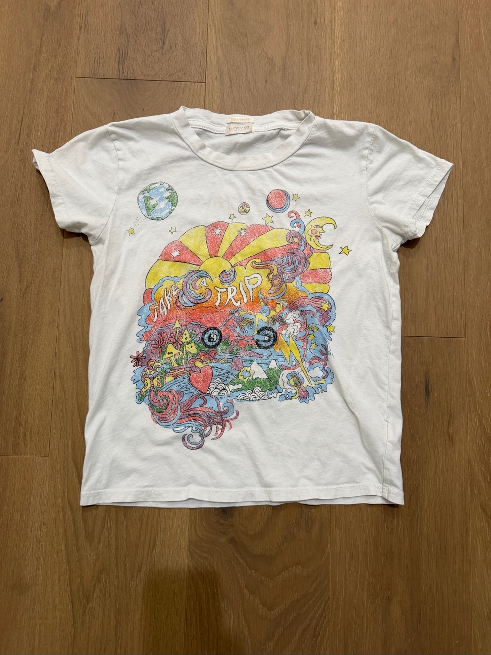 Mother Take a trip  Graphic Tee with Colorful Psychedelic Print XS